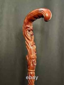 WALKING STICK Christian Cross Carved Wooden Pilgrim Walking Cane