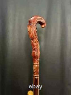 WALKING STICK Christian Cross Carved Wooden Pilgrim Walking Cane