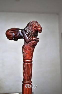 WALKING STICK Lion Wooden Carved Walking Stick Cane Elegant Hand Carved Wooden