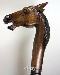 WALKING STICK'Rose Wood Hand Carved' Horses Head