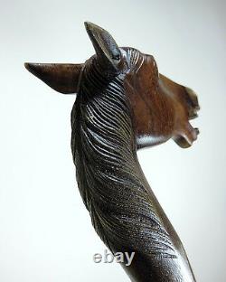 WALKING STICK'Rose Wood Hand Carved' Horses Head