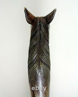 WALKING STICK'Rose Wood Hand Carved' Horses Head