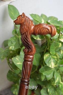 WALKING STICK, Wolf Carved Cane Wooden Walking Stick Cane handmade wood crafted