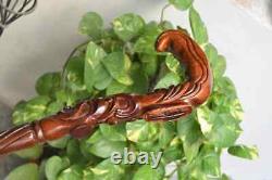 WALKING STICK Wooden Hand carved Cane Wood carved crafted Halloween gift