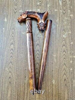 WALKING Stick, Horse Head Hand Carved walking, walking Stick Crafted Wooden, GIFT