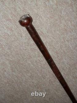 WW1 Hand-Carved Walking Stick With'Guards Machine Gun Corps' Raised Emblem 1916