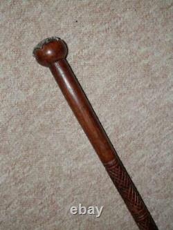 WW1 Hand-Carved Walking Stick With'Guards Machine Gun Corps' Raised Emblem 1916