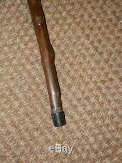 WW1 Swiss Carved Walking Stick With Canvas Plan of The Battle of Rorkes Drift