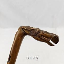 WW1 Turkish Prisoner of War Carved Horse Head Wooden Walking Stick