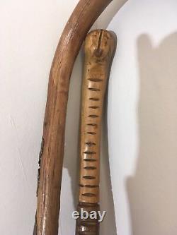 WW2 period walking sticks, hand carved, military royal tank regiment, censored