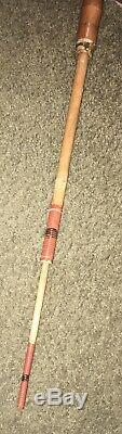 WWII Era Antique Japanese Carved And Signed Bamboo Walking Stick Fishing Pole