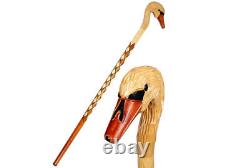 Walking Cane Duck Head Walking Stick Support Handle Handmade Wooden Hand Carved