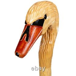 Walking Cane Duck Head Walking Stick Support Handle Handmade Wooden Hand Carved
