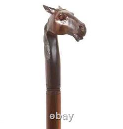 Walking Cane For Men Women Best Gift Hand Carved Horse Head Wooden Walking Stick