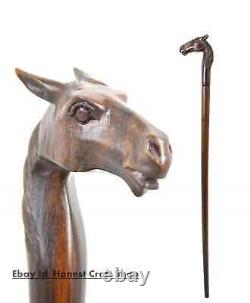 Walking Cane For Men Women Best Gift Hand Carved Horse Head Wooden Walking Stick