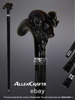 Walking Cane for Carving Head carved Black Aries Wooded Walking stick Handle