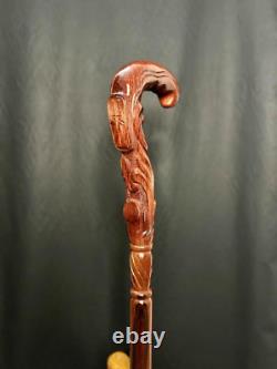 Walking STICK Christian Cross Carved Wooden Pilgrim Walking Cane