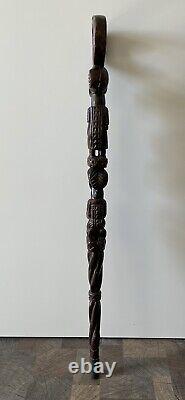 Walking Stick African Stammeskunst Cane Wood Carved Africa 92cm