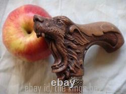 Walking Stick Beast Head Handle Wooden Hand Carved Walking Cane Best Xmas Gifts