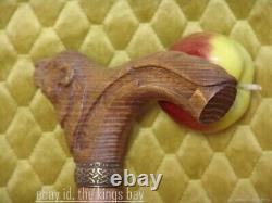 Walking Stick Beaver Head Handle Wooden Hand Carved Walking Cane Best Xmas Gifts