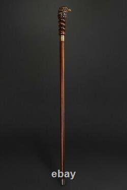 Walking Stick Cane Eagle Head Handle Wooden Hand Carved Handmade Hiking Stick