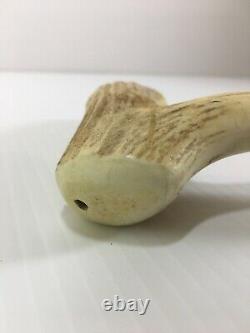 Walking Stick Cane Snake Hand Carved Stag Horn Handle Wood 37