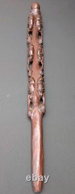 Walking Stick Cane Staff African Style Hand Carved Tribal 36 Vintage