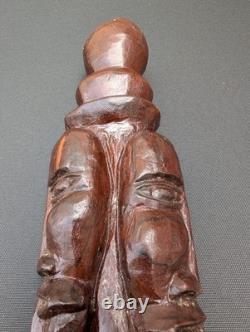 Walking Stick Cane Staff African Style Hand Carved Tribal 36 Vintage