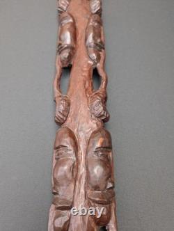 Walking Stick Cane Staff African Style Hand Carved Tribal 36 Vintage