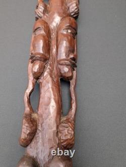 Walking Stick Cane Staff African Style Hand Carved Tribal 36 Vintage