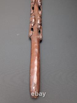 Walking Stick Cane Staff African Style Hand Carved Tribal 36 Vintage