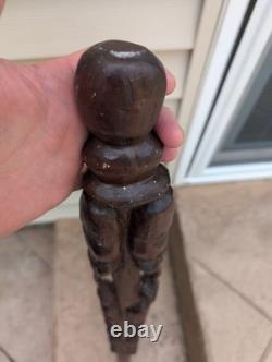 Walking Stick Cane Staff African Style Hand Carved Tribal 36 Vintage
