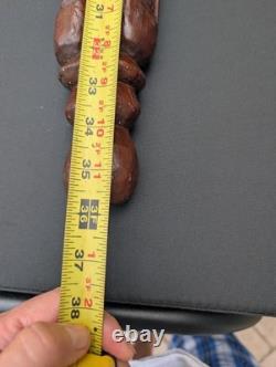 Walking Stick Cane Staff African Style Hand Carved Tribal 36 Vintage