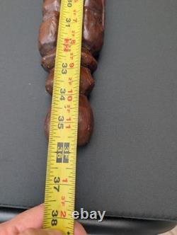 Walking Stick Cane Staff African Style Hand Carved Tribal 36 Vintage