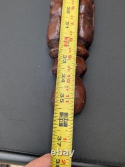 Walking Stick Cane Staff African Style Hand Carved Tribal 36 Vintage