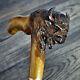 Walking Stick Cane Wooden Walking Cane Handmade Hand Carving Bison Buffalo UK