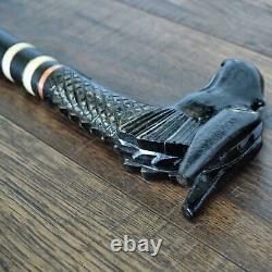 Walking Stick Cane Wooden Walking Cane Handmade Hand Carving Dragon new black UK