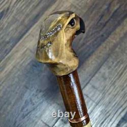 Walking Stick Cane Wooden Walking Cane Handmade Hand Carving Eagle head grey