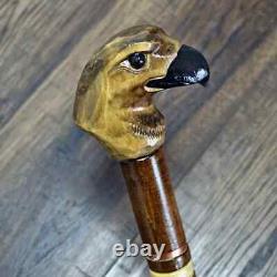 Walking Stick Cane Wooden Walking Cane Handmade Hand Carving Eagle head grey