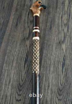 Walking Stick Cane Wooden Walking Cane Handmade Hand Carving Eagle head grey