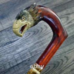Walking Stick Cane Wooden Walking Cane Handmade Hand Carving Eagle new
