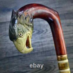 Walking Stick Cane Wooden Walking Cane Handmade Hand Carving Eagle new