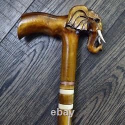 Walking Stick Cane Wooden Walking Cane Handmade Hand Carving Elephant UK