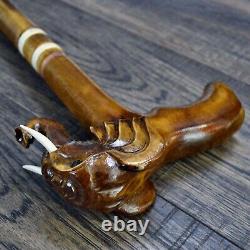 Walking Stick Cane Wooden Walking Cane Handmade Hand Carving Elephant UK