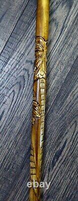 Walking Stick Cane Wooden Walking Cane Handmade Hand Carving Elephant UK