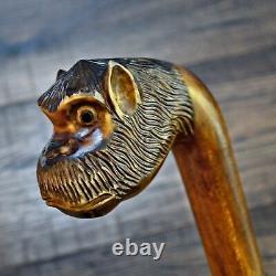 Walking Stick Cane Wooden Walking Cane Handmade Hand Carving Monkey UK