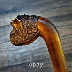 Walking Stick Cane Wooden Walking Cane Handmade Hand Carving Monkey UK