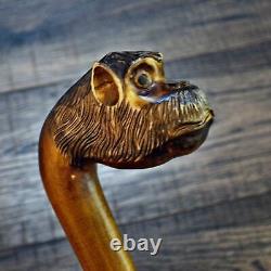 Walking Stick Cane Wooden Walking Cane Handmade Hand Carving Monkey UK