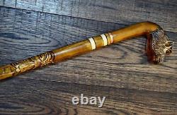 Walking Stick Cane Wooden Walking Cane Handmade Hand Carving Monkey UK