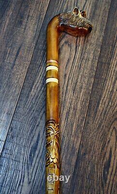 Walking Stick Cane Wooden Walking Cane Handmade Hand Carving Monkey UK